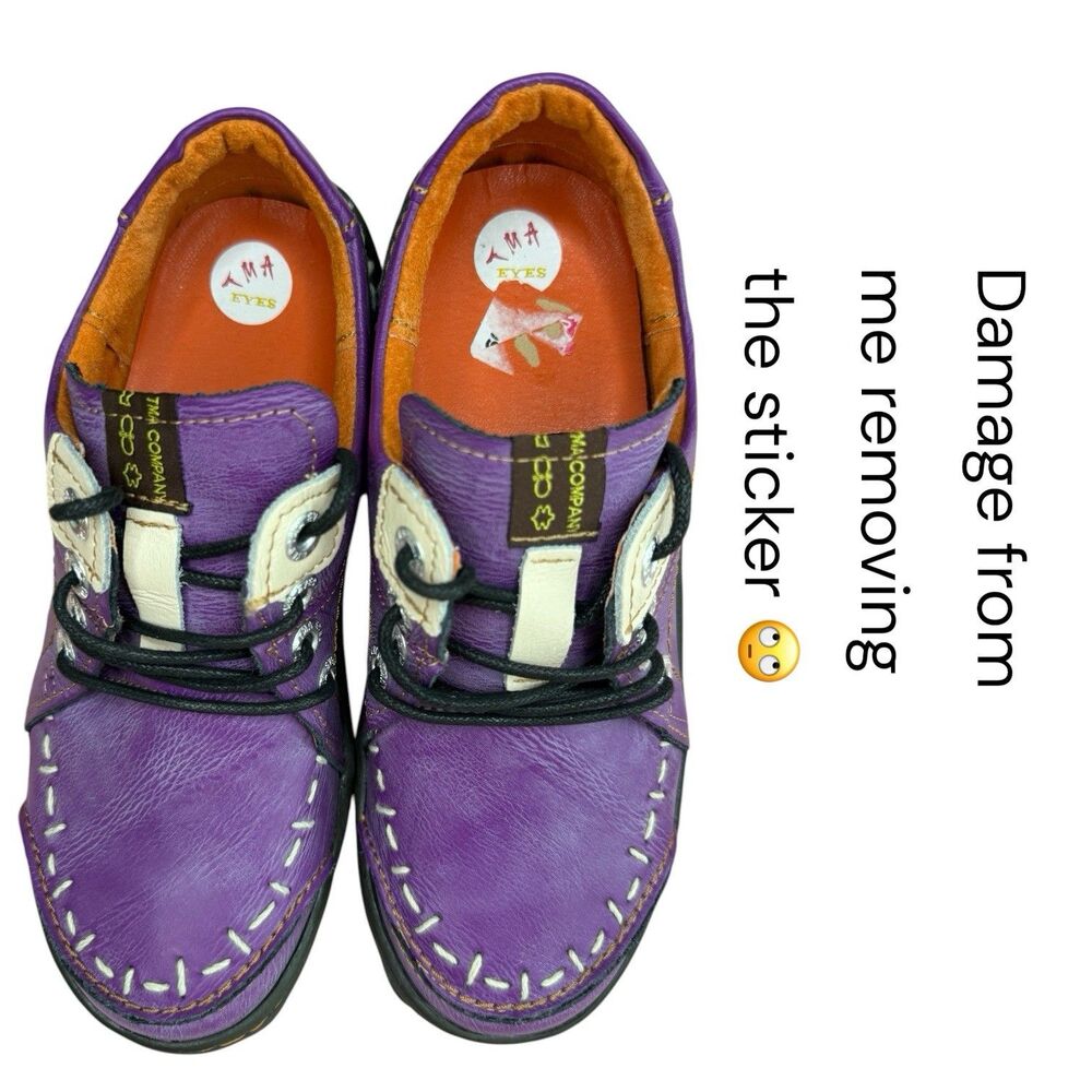 TMA Shoes Women's 7 Stumble Stuff Groovy Glides Washed Leather Purple - Picture 3 of 7